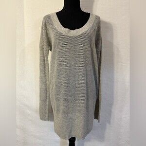 JAMES PERSE Gray Wool Cashmere Mesh Open Knit Sweater Size 2/M